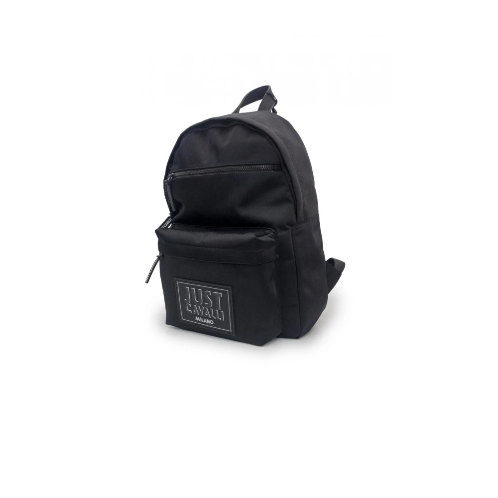 Just Cavalli Zwarte Polyester Rugzak met Logopatch Black Heren
