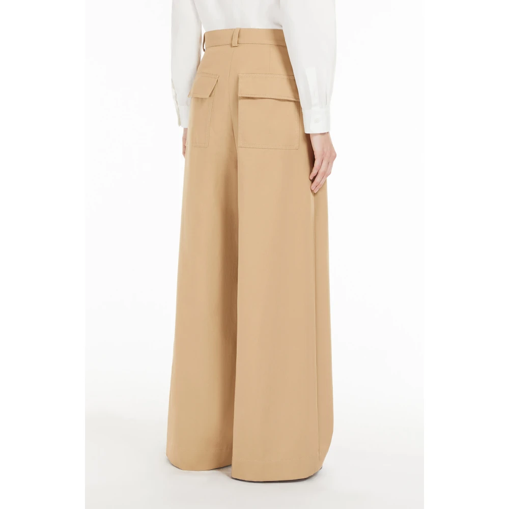 Max Mara Weekend Wijde katoenen broek Beige Dames