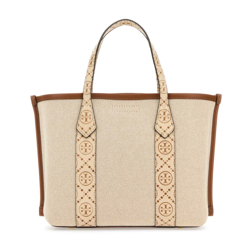 TORY BURCH Ivory Canvas Small Perry Shopping Bag Beige Dames