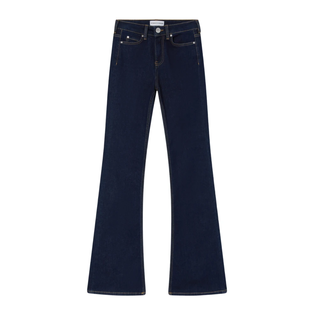 Pinko Donkere Denim Flare Broek Blue Dames