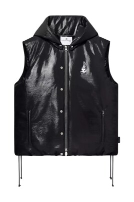 veste-sans-manches-a-capuche-en-vinyle-noir-brillant