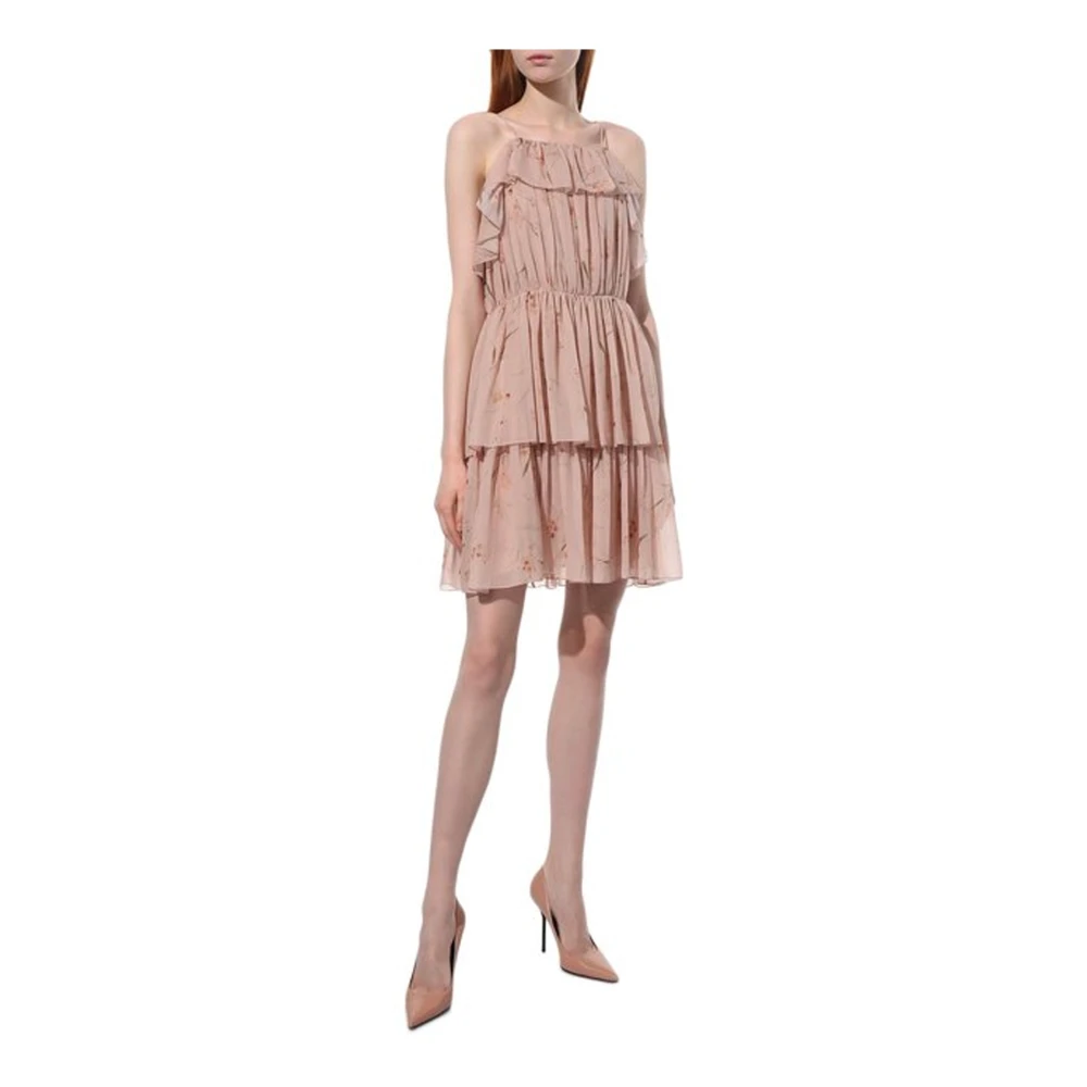 Celine Bloemenprint Chiffon Jurk Pink Dames