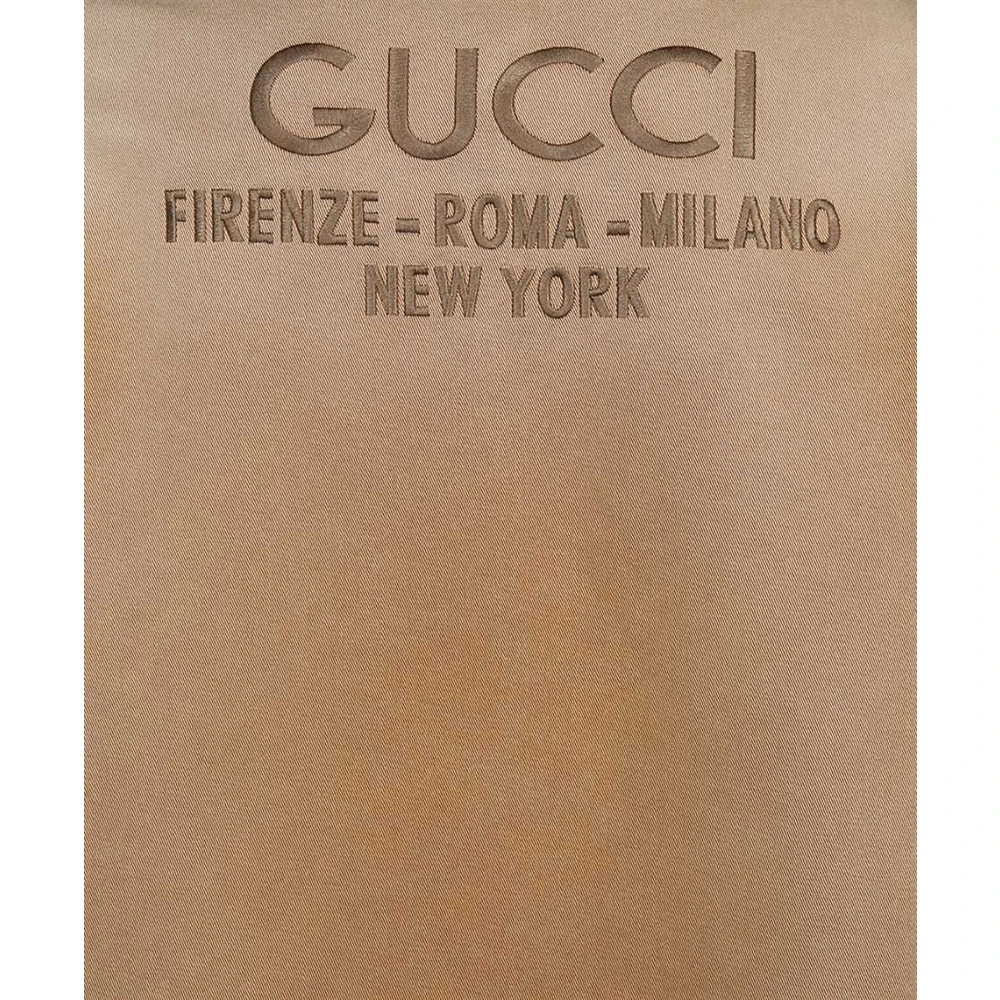 Gucci Katoenen T-shirt met Maxi Borduursel Beige Heren