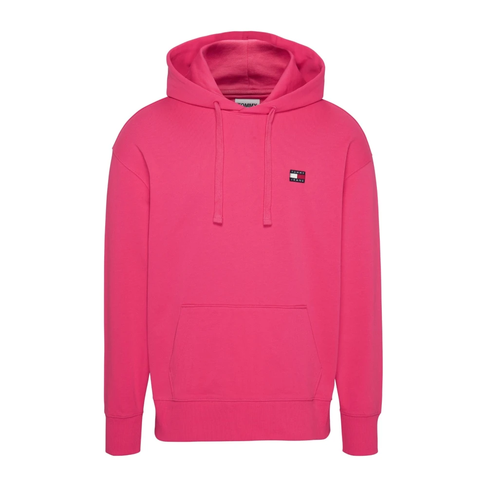 Tommy Jeans Men's Pink Relaxed Fit Hoodie With Cotton Badge - Hoodies - S - Sweatshirts & Hoodies