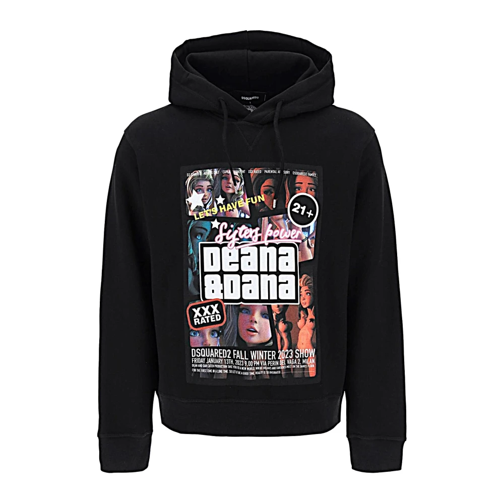 Dsquared2 Stilig huvtröja sweatshirt Black, Herr