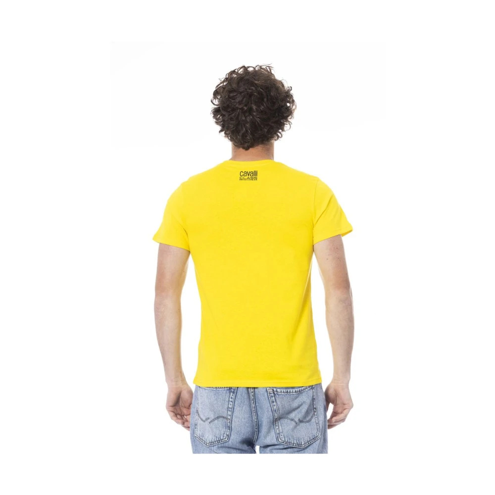 Cavalli Class Logo Print Ronde Hals T-Shirt Yellow Heren