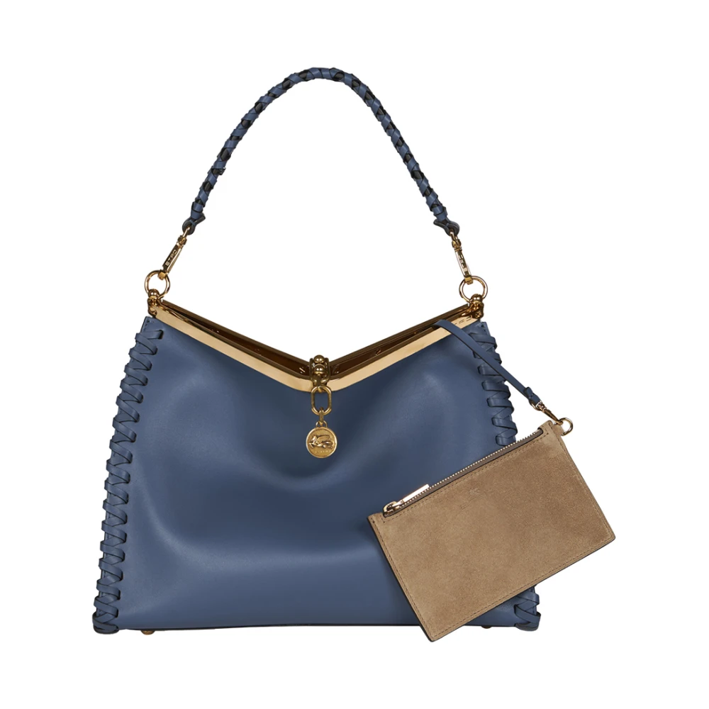 ETRO Blauwe Leren Vela Tas met Draadwerk Blue Dames