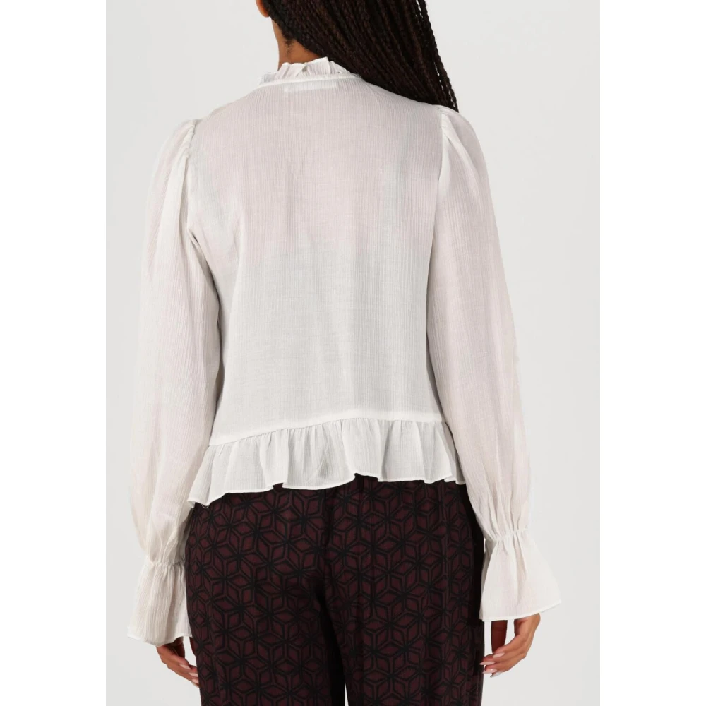 Co'Couture Melina Frill Shirt Elegante Witte Blouse White Dames