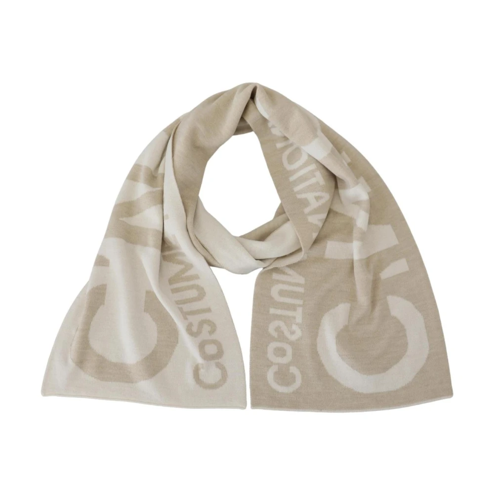 Costume National Beige White Logo Wrap Warmer Shawl Scarf - Image 2