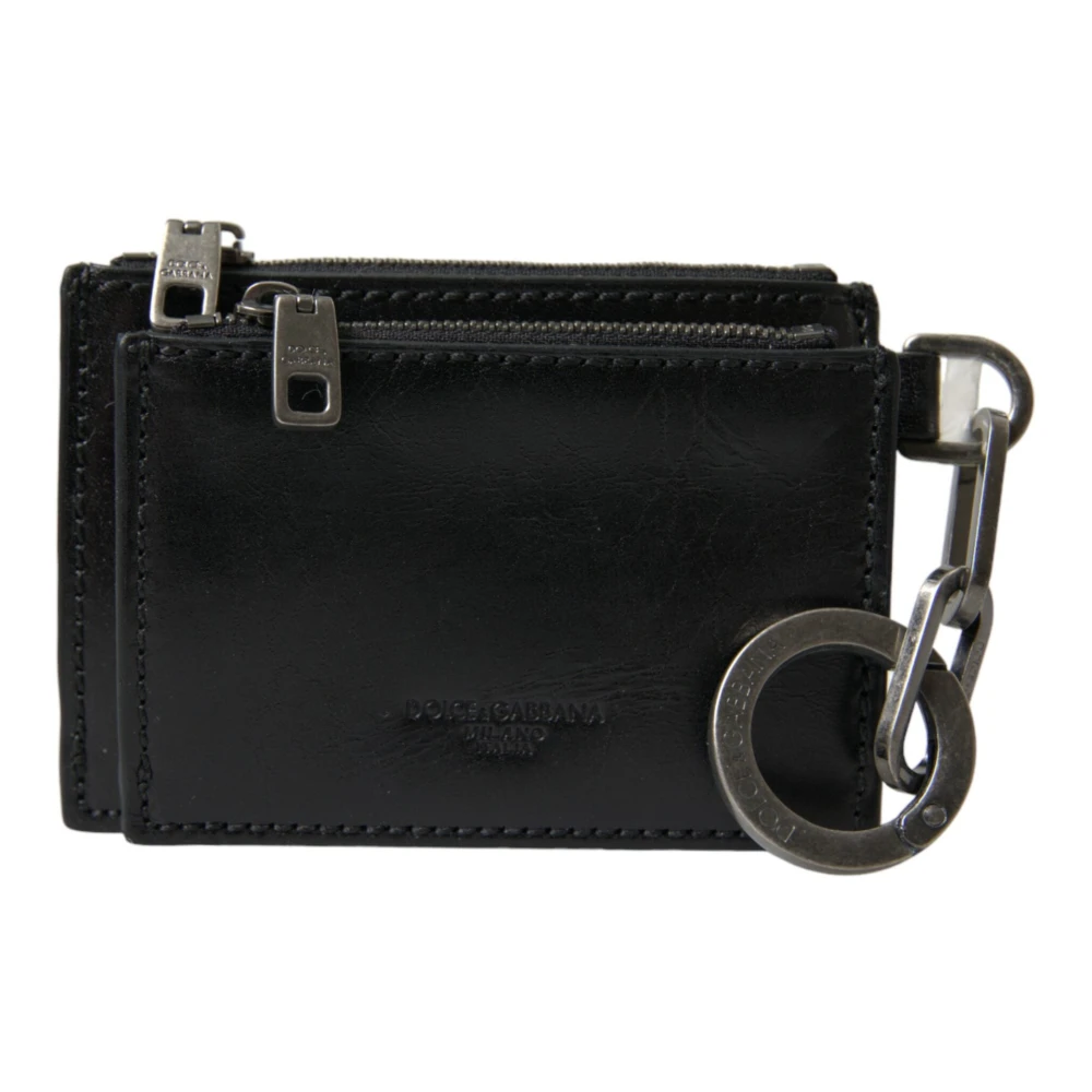 Dolce & Gabbana Men's Black Wallets & Cardholders, One Size, Leather Keyring Coin Purse Wallet