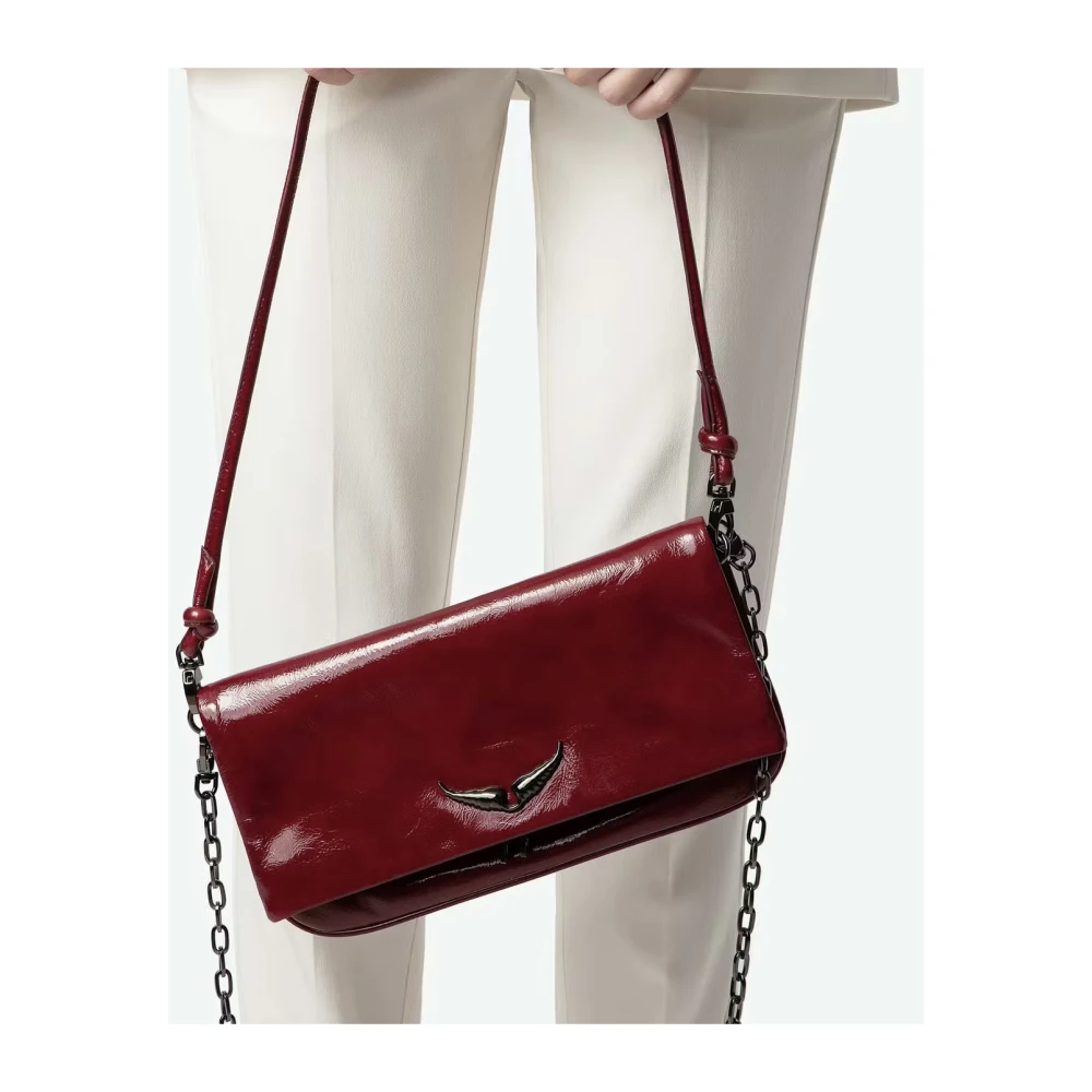 Zadig & Voltaire Rode leren handtas Rock Eternal Brown Dames