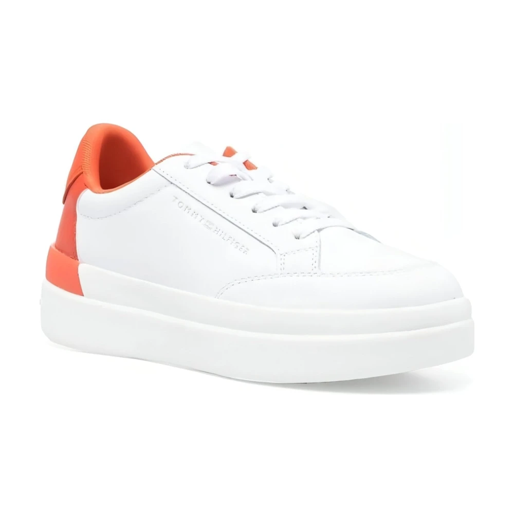 Tommy Hilfiger Women's White Sneakers,, Leather Trainers Size 3 Uk