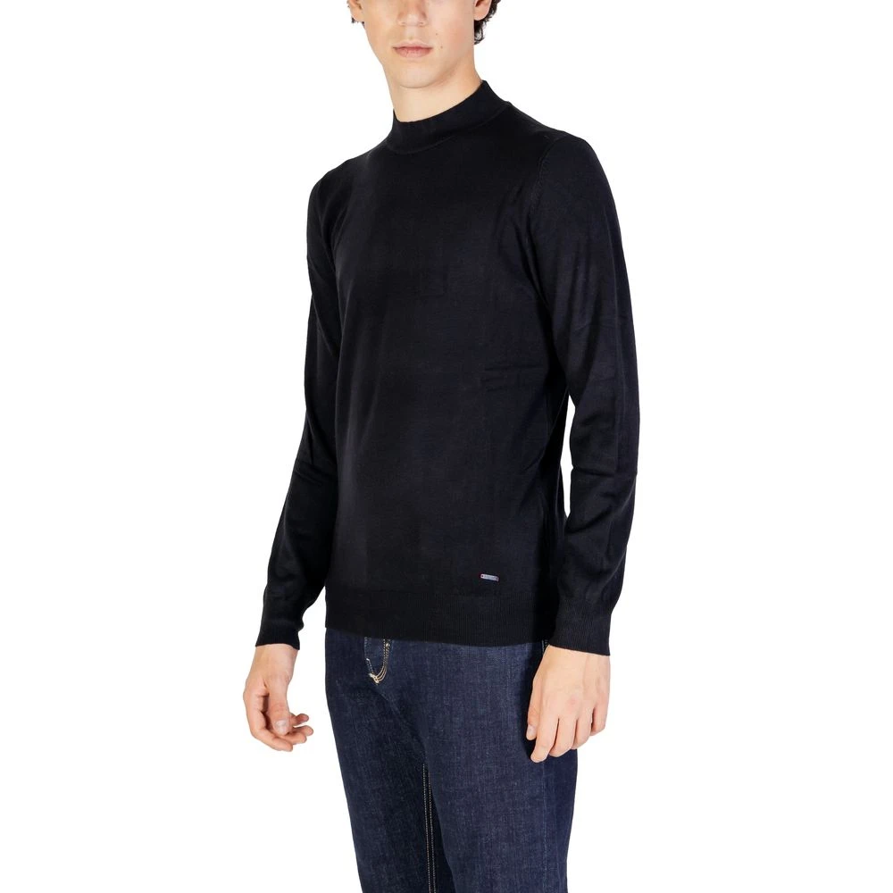 Gianni Lupo Zwart Gebreid T-shirt Herfst Winter Collectie Black Heren