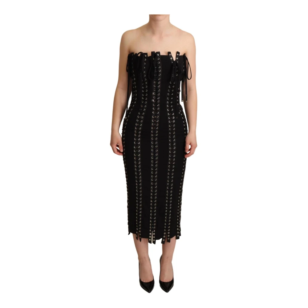 Dolce & Gabbana Women's Black Cady Lace Up Bodycon Dress - Party Dresses - 2XS - Dresses