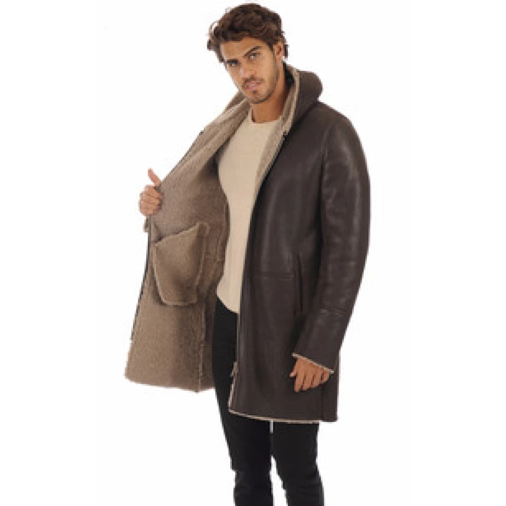 La Canadienne Donkerbruine schapenvachtjas Stijlvol model Brown Heren