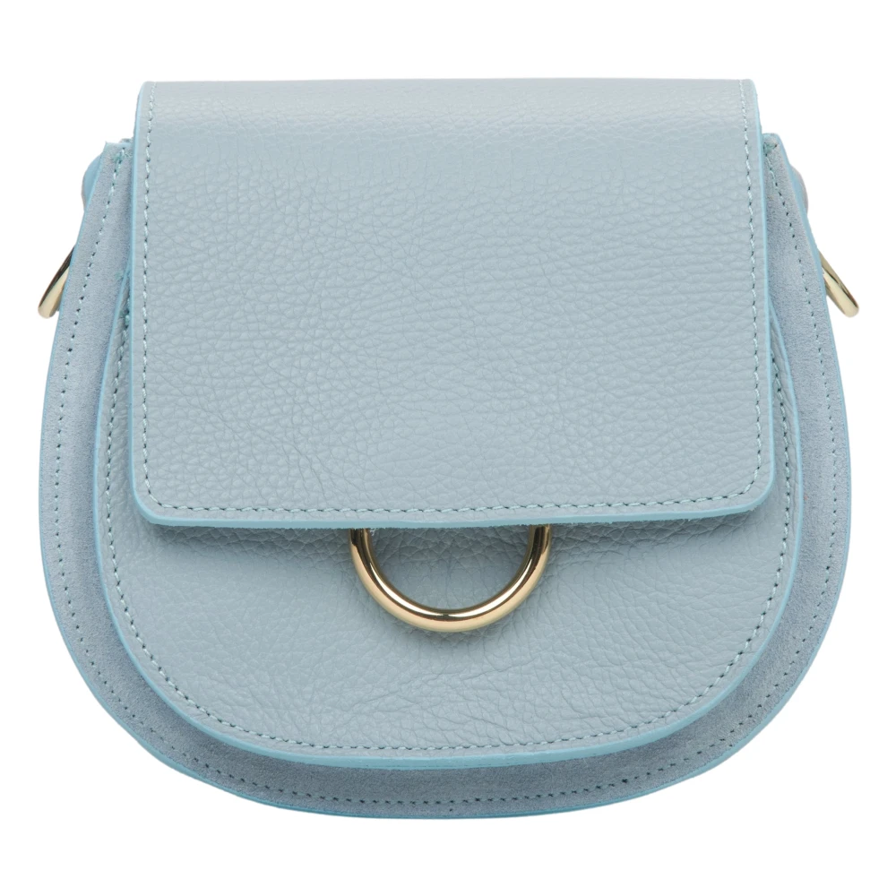 Estro Italiaans Leren Kleine Blauwe Crossbody Tas Er00115065 Blue Dames