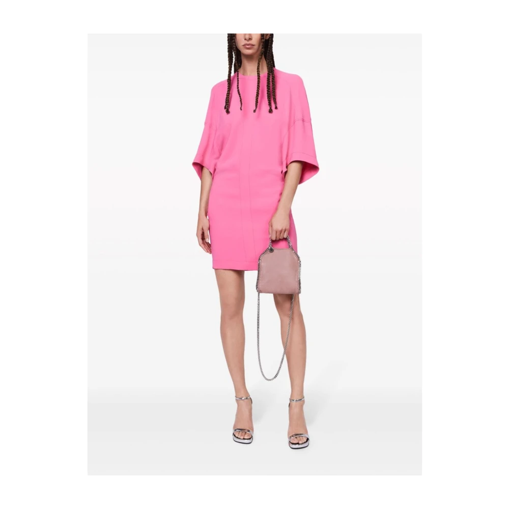 Stella Mccartney Roze Zijden Blend Crew Neck Jurk Pink Dames