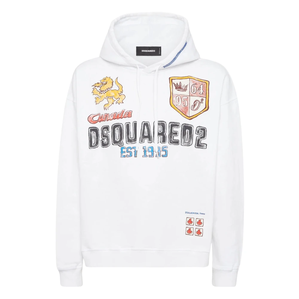 Dsquared2 Men's White Graphic-Print Hoodie - Hoodies - L - Sweatshirts & Hoodies