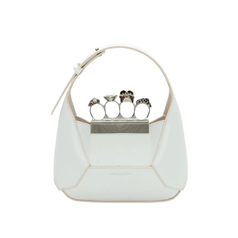 Alexander mcqueen Ivoorleren Jewelled Hobo Mini Tas Wit Dames