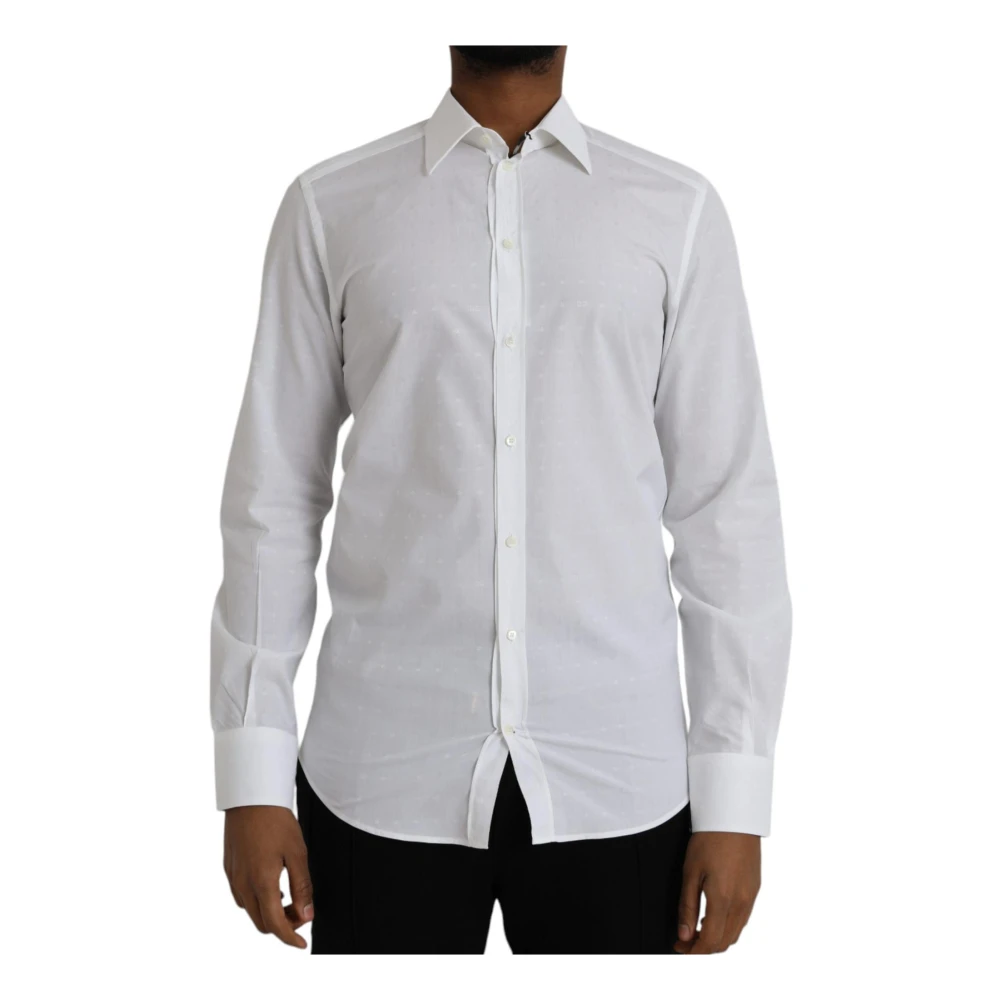 Dolce & Gabbana Casual Shirts, Male, L, Cotton Shirt Classic Collared Long Sleeves White