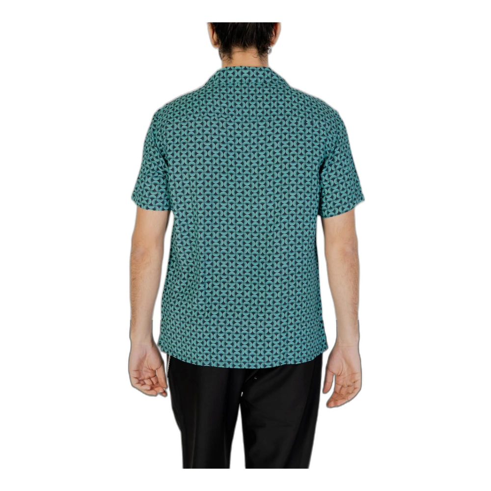 Gianni Lupo Trendy Print Korte Mouw Shirt Blue Heren