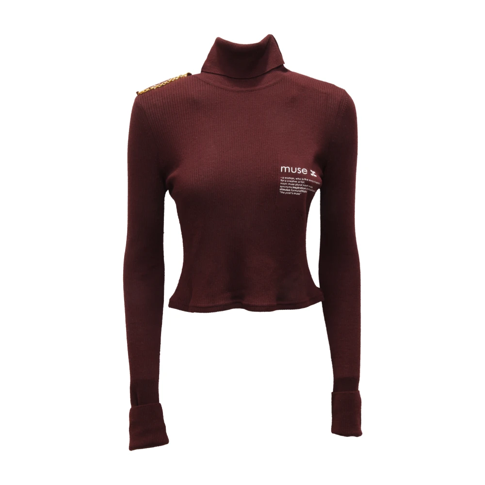 Elisabetta Franchi Red Turtlenecks, Female, 2XL, Dolcevita Cropped Jumper
