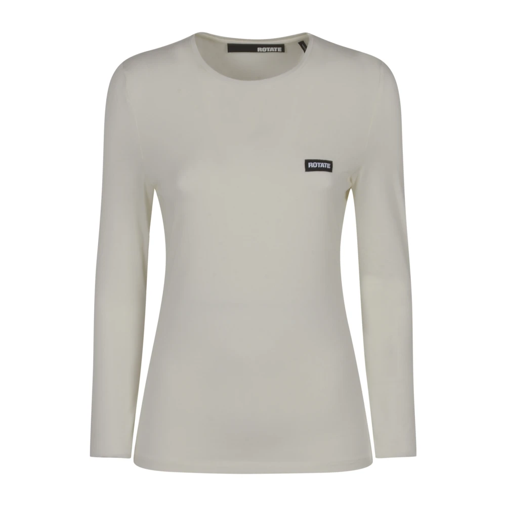 Rotate Birger Christensen Lange mouwen T-shirt met draaiend ontwerp Beige Dames