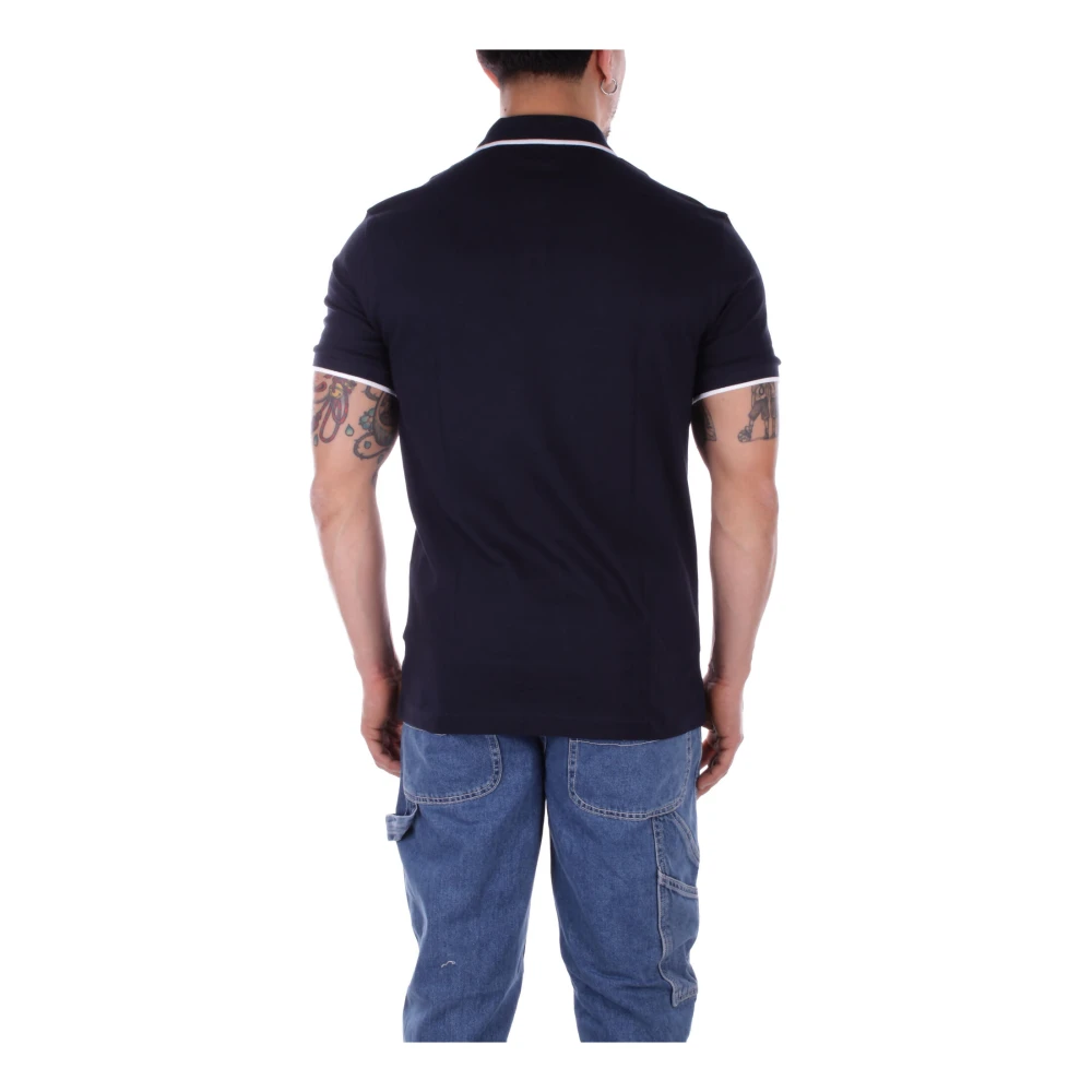 Hugo Boss Logo Front Button Polo Shirt Blue Heren