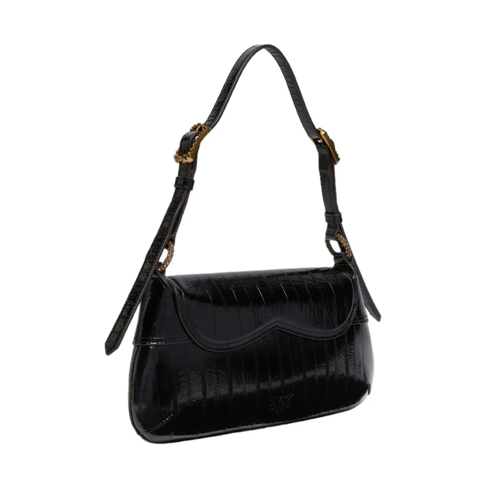 pinko Klassieke Schoudertas Zwart Antiek Goud Black Dames