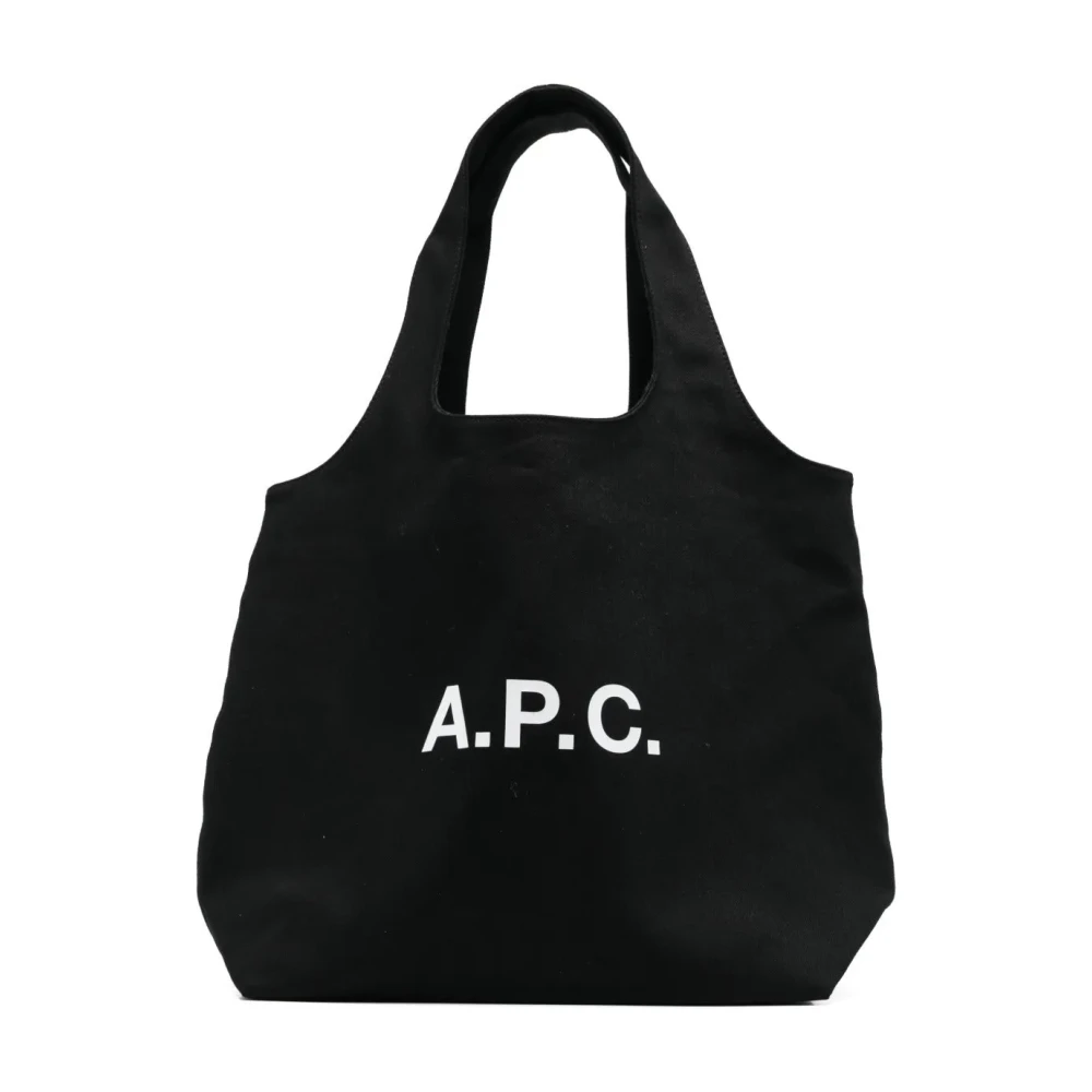 A.p.c. Women's Black Ninon Logo Print Tote Bag