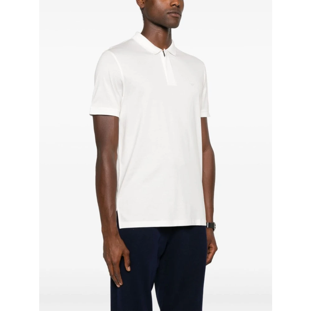Emporio Armani Witte Jersey Textuur Poloshirt White Heren