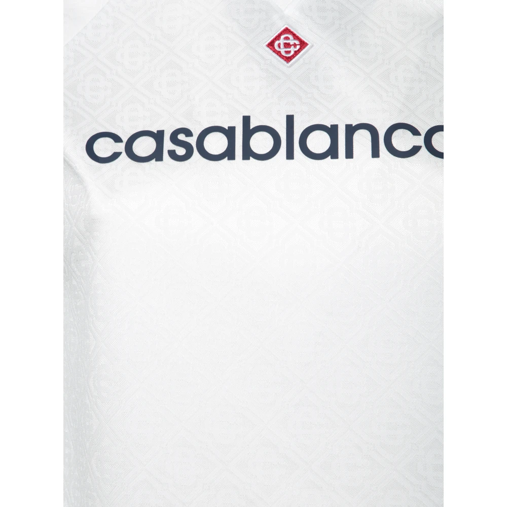 Casablanca Geometrisch Jacquard V-Hals T-Shirt White Dames