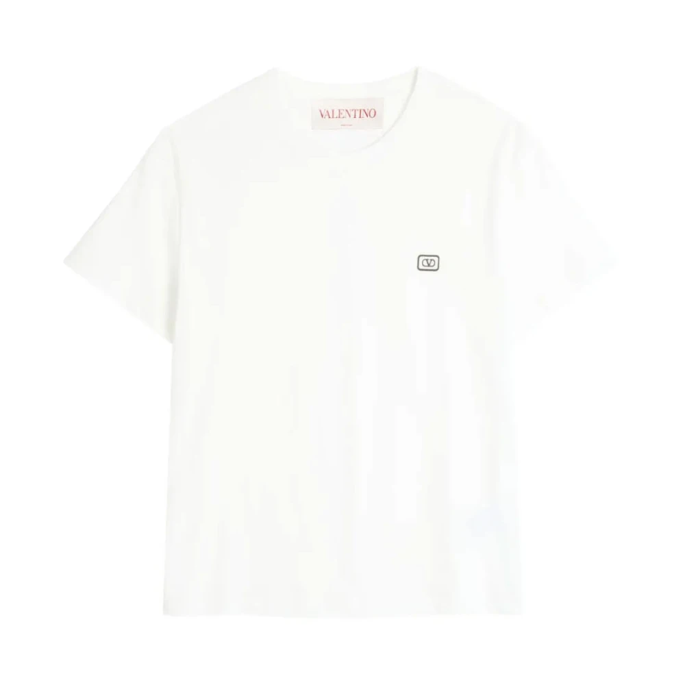 Valentino Garavani Men's White T-Shirts, S, Cotton T-Shirt With Vlogo Patch