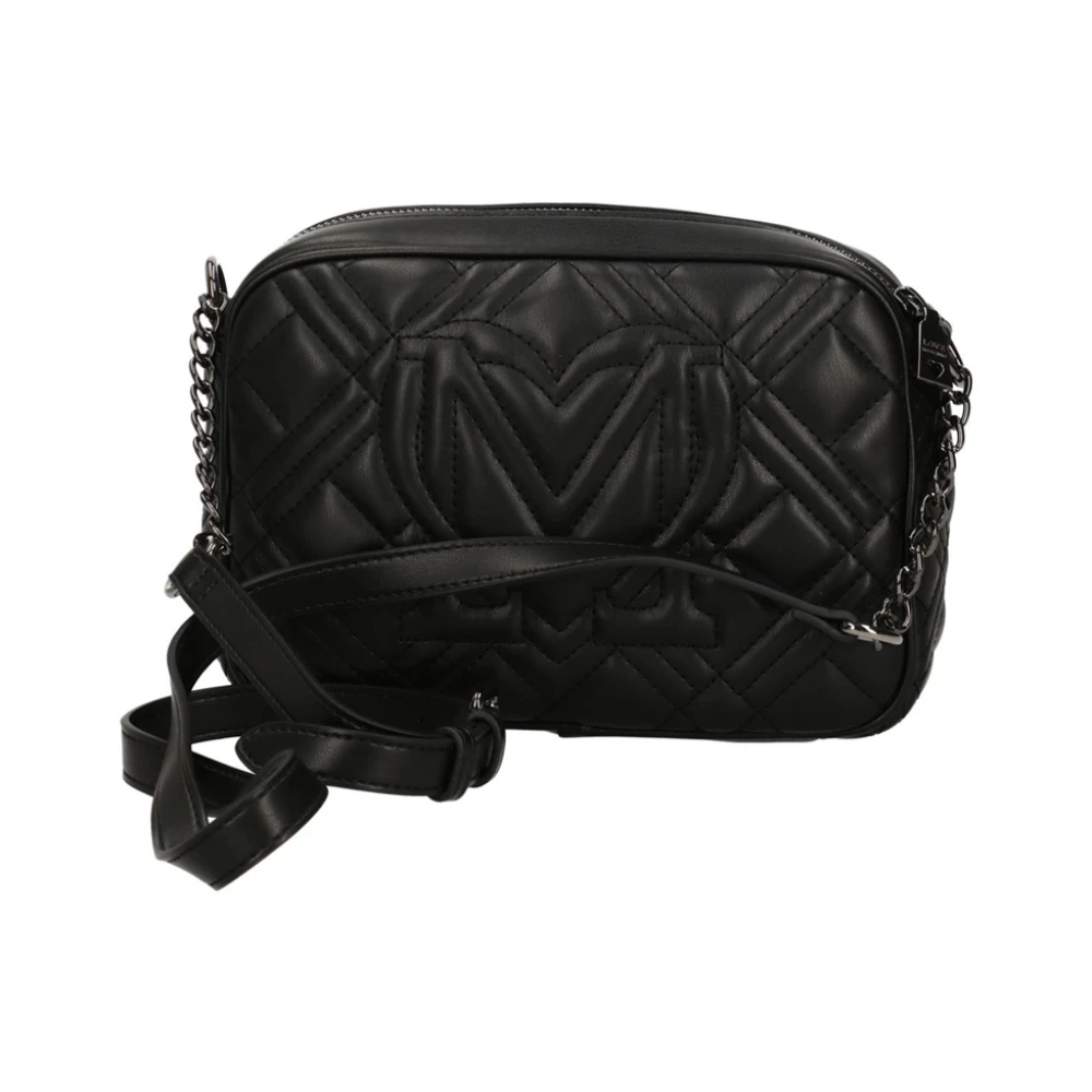 Love Moschino Chique Zwarte Schoudertas met Metalen Details Black Dames