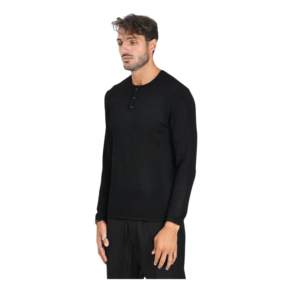 Armani Exchange Hombre Negro - Jersey Estilo Henley - Tops - L