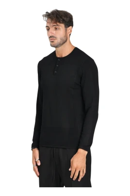 Svart Henley-stil Tröja