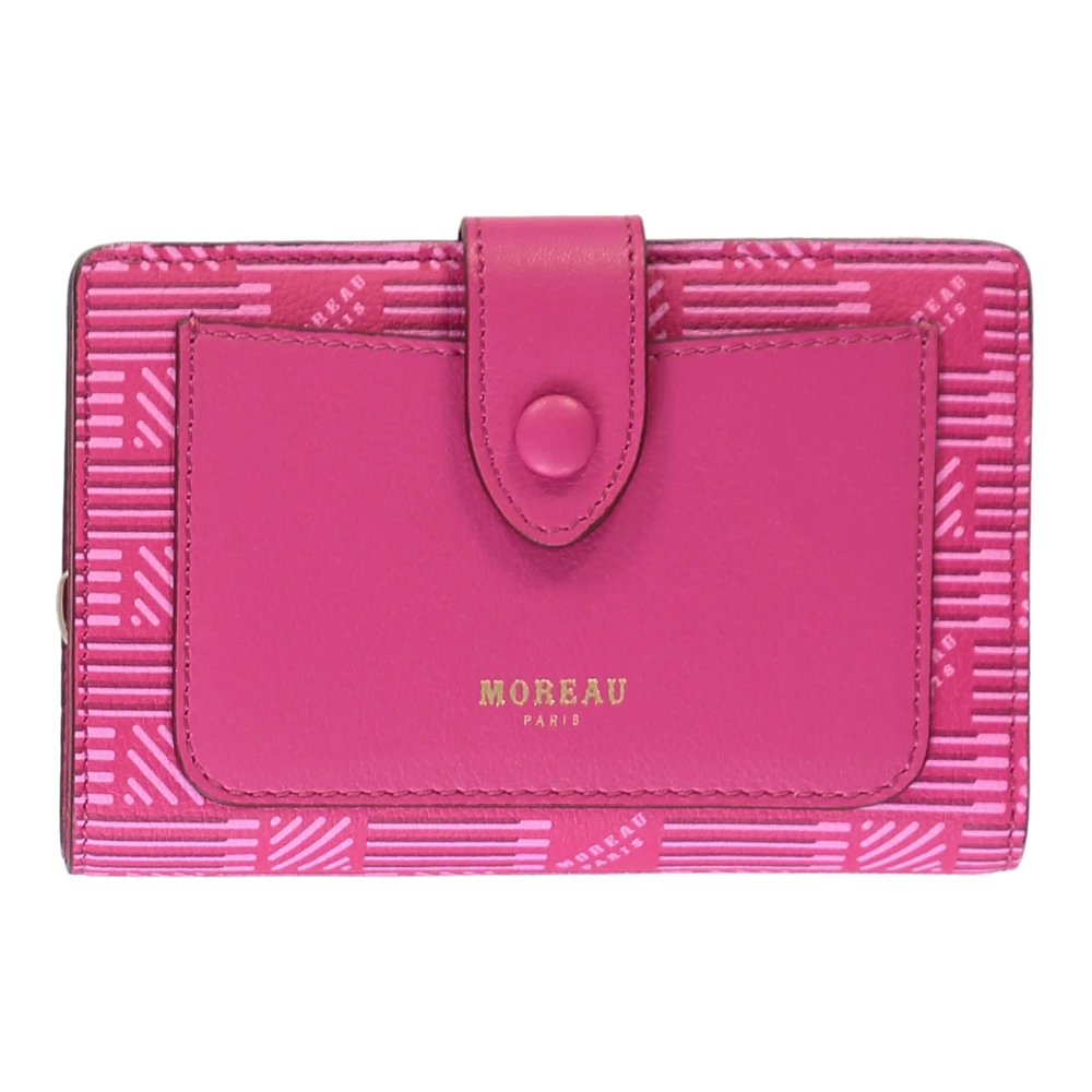 Moreau Paris Logo Print Leren Portemonnee Pink Dames