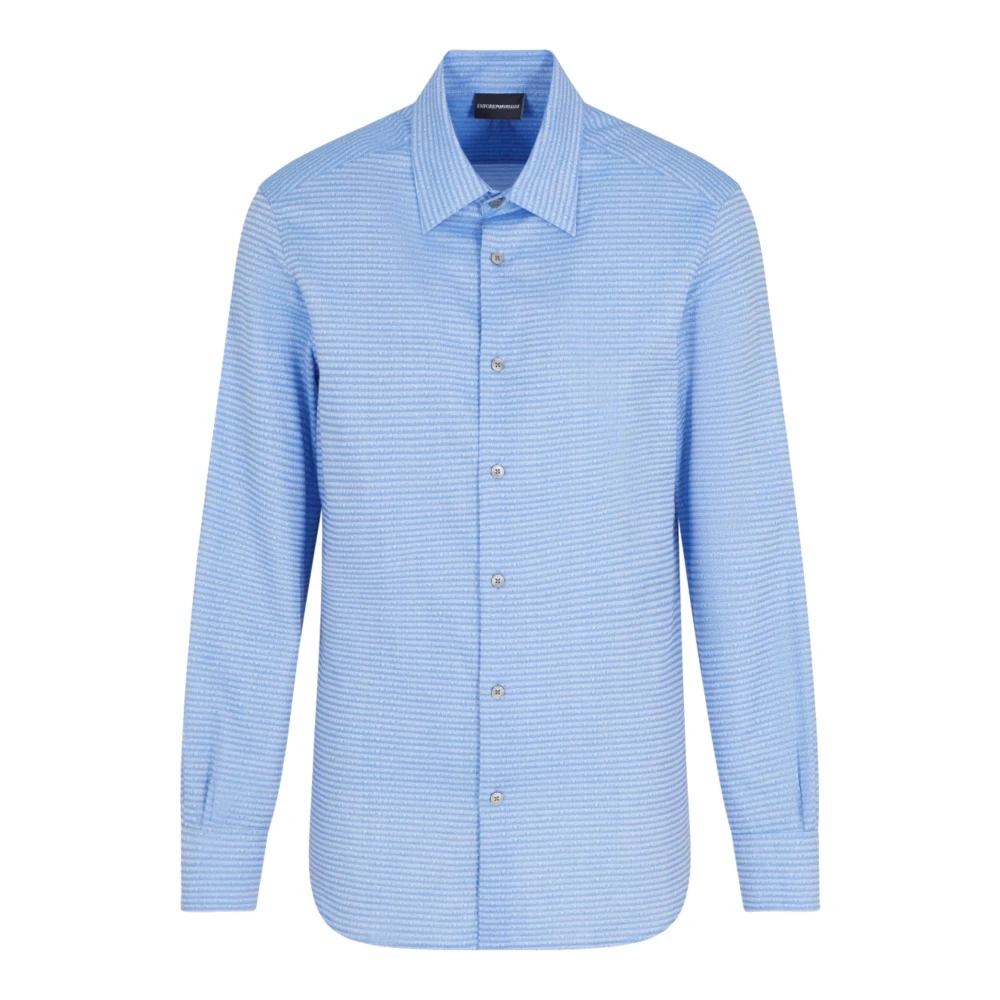 Emporio Armani Mannelijk Blauw Casual Shirt Door