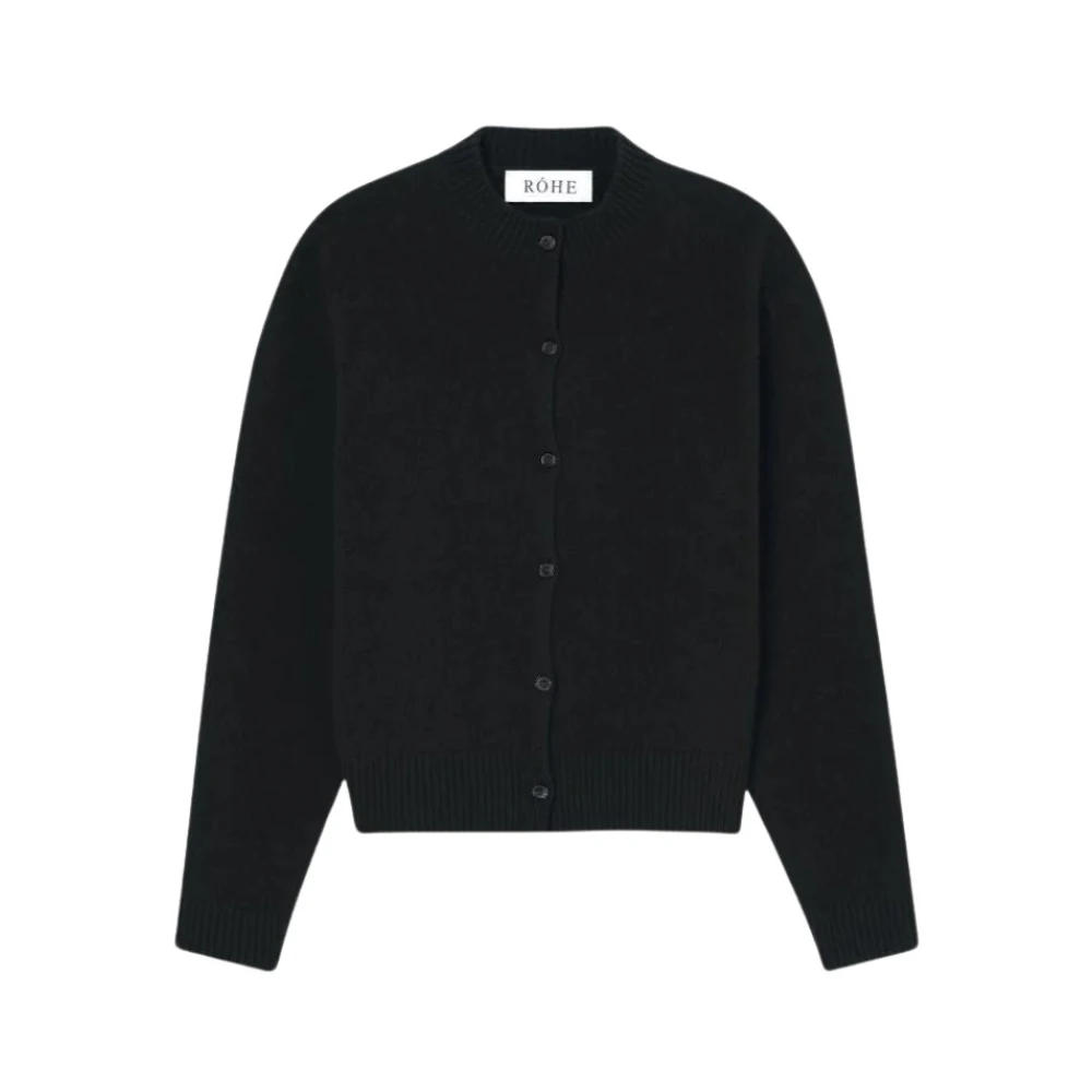 Róhe Kort Svart Cardigan med Filz Finish Black, Dam