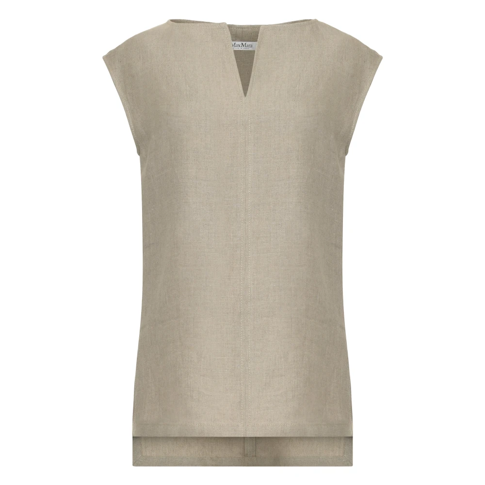 Max Mara Women's Beige Blouses, M, Colimbo Linen Blouse