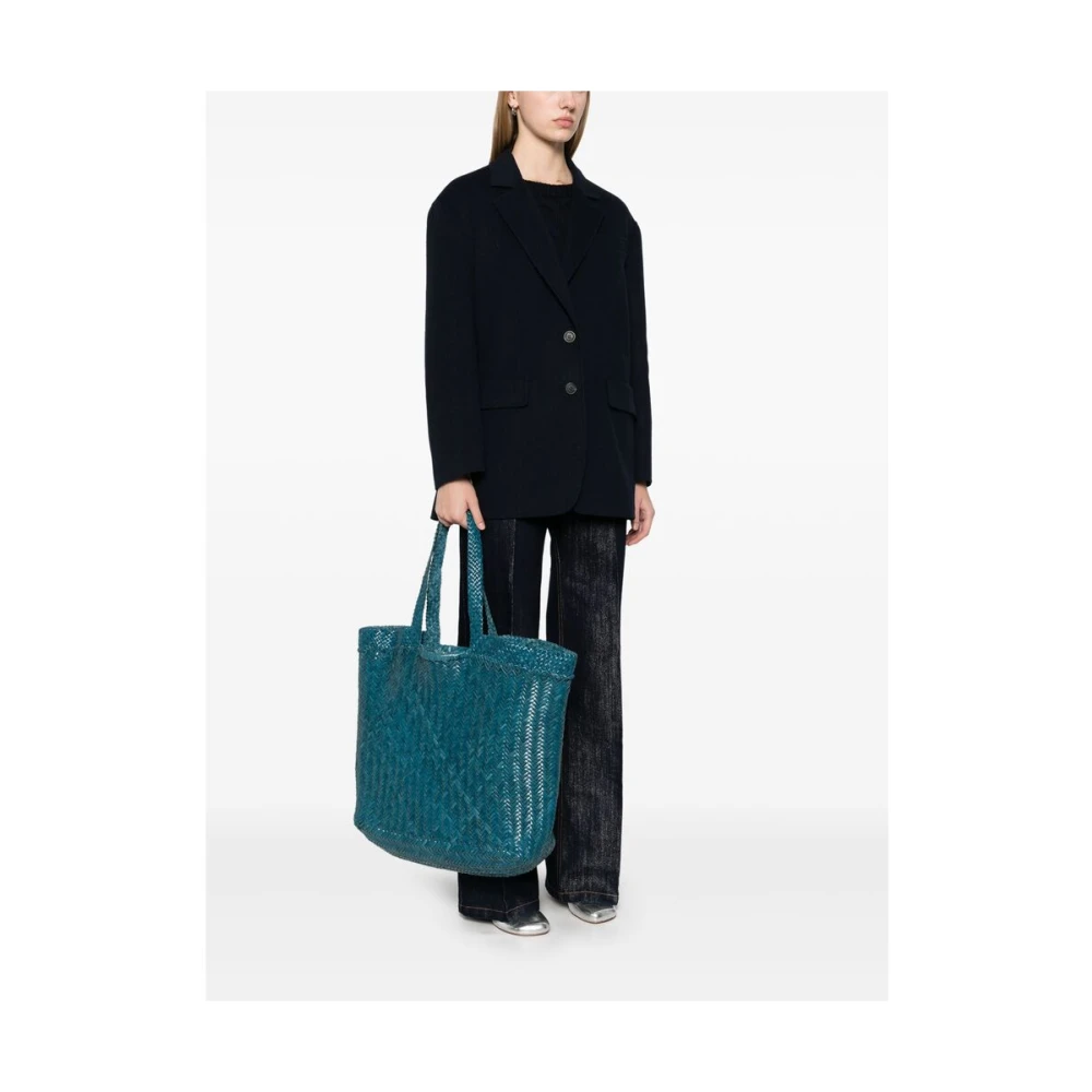Dragon Diffusion Blauwe Geweven Leren Tote Tas Blue Dames