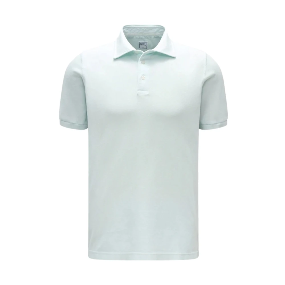Fedeli Blue Washed Cotton Polo - Male - Polo Shirts - 2XL - Tops