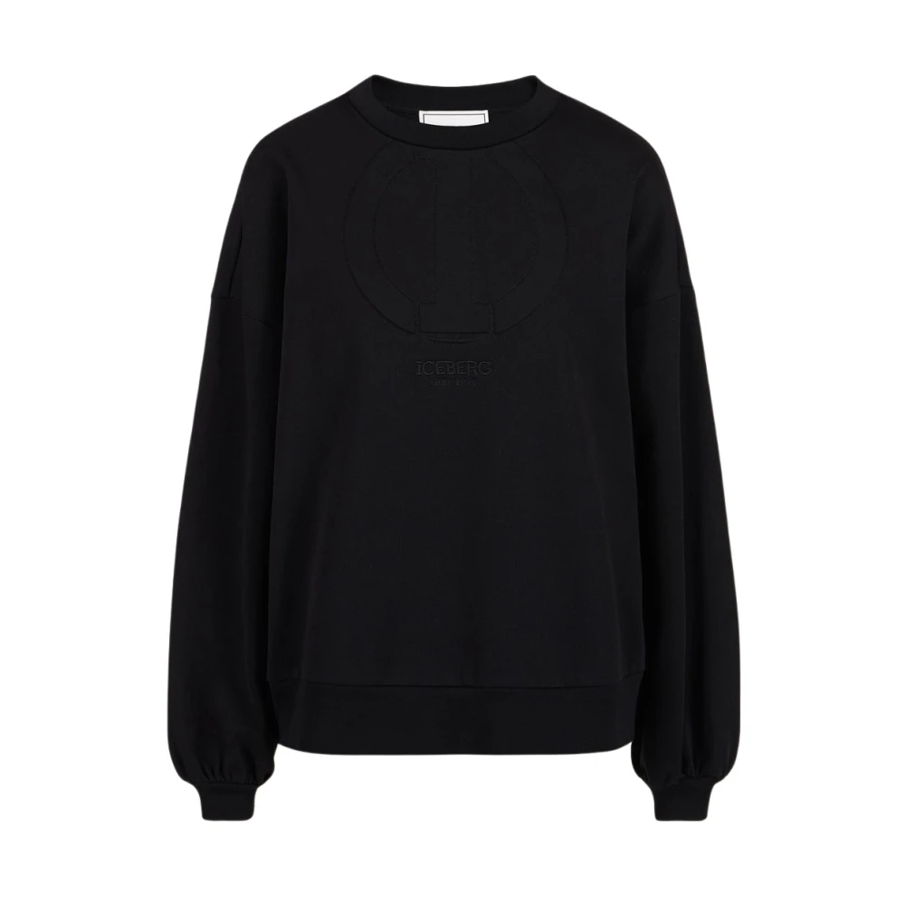Iceberg Women's Black Sweatshirts, L, Crew-Neck Sweatshirt