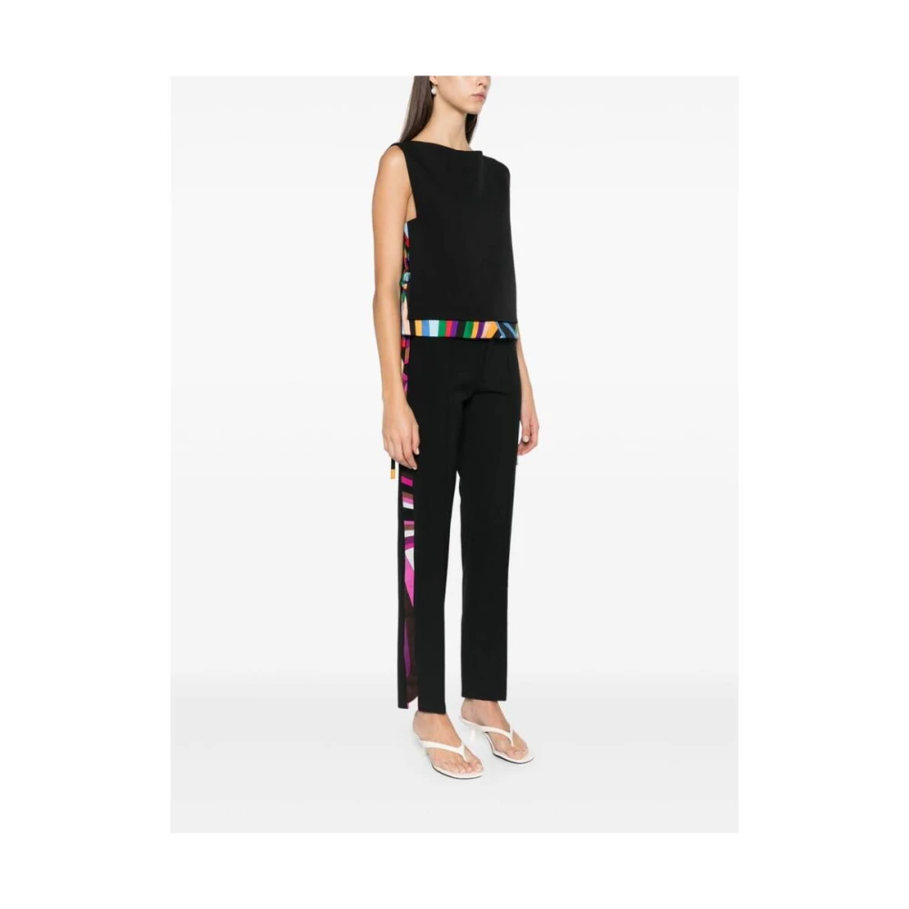 EMILIO PUCCI Iride Print Zijden Top met Laagjeszoom Black Dames