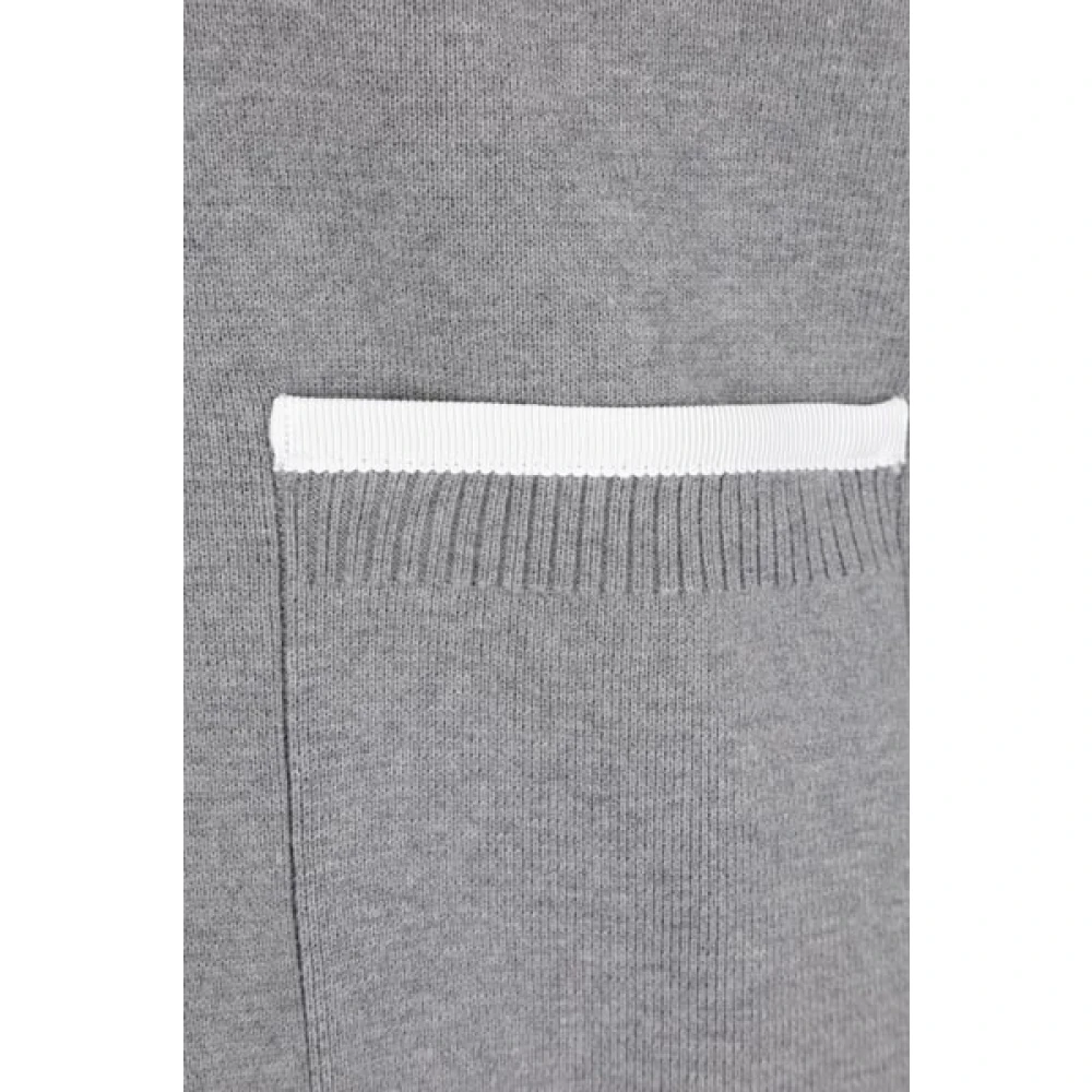 Thom Browne Grijze Katoenen Cardigan met 4bar Detail Gray Heren