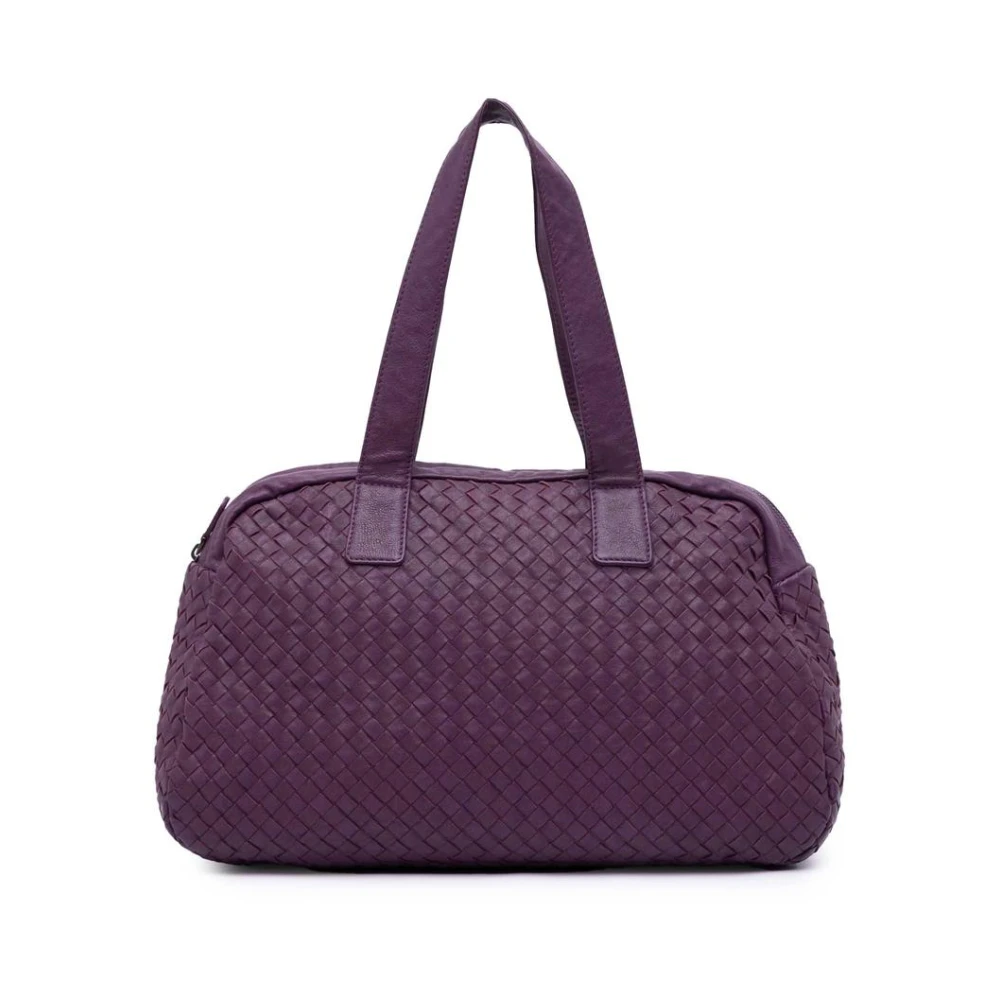 Bottega Veneta Vintage Women's Purple Pre-Owned Nappa Intrecciato Shoulder Bag