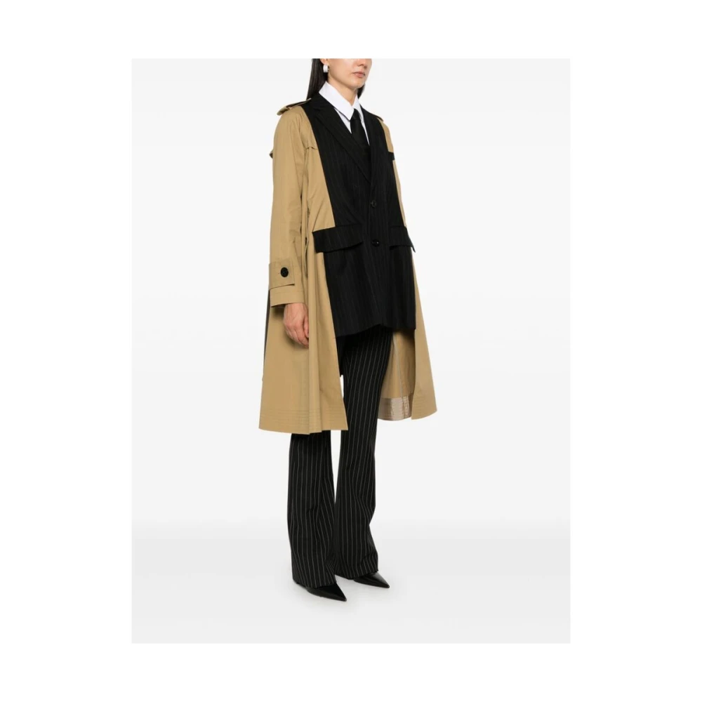 Sacai Kameelbruin Zwart Blazer Pinstripe Multicolor Dames