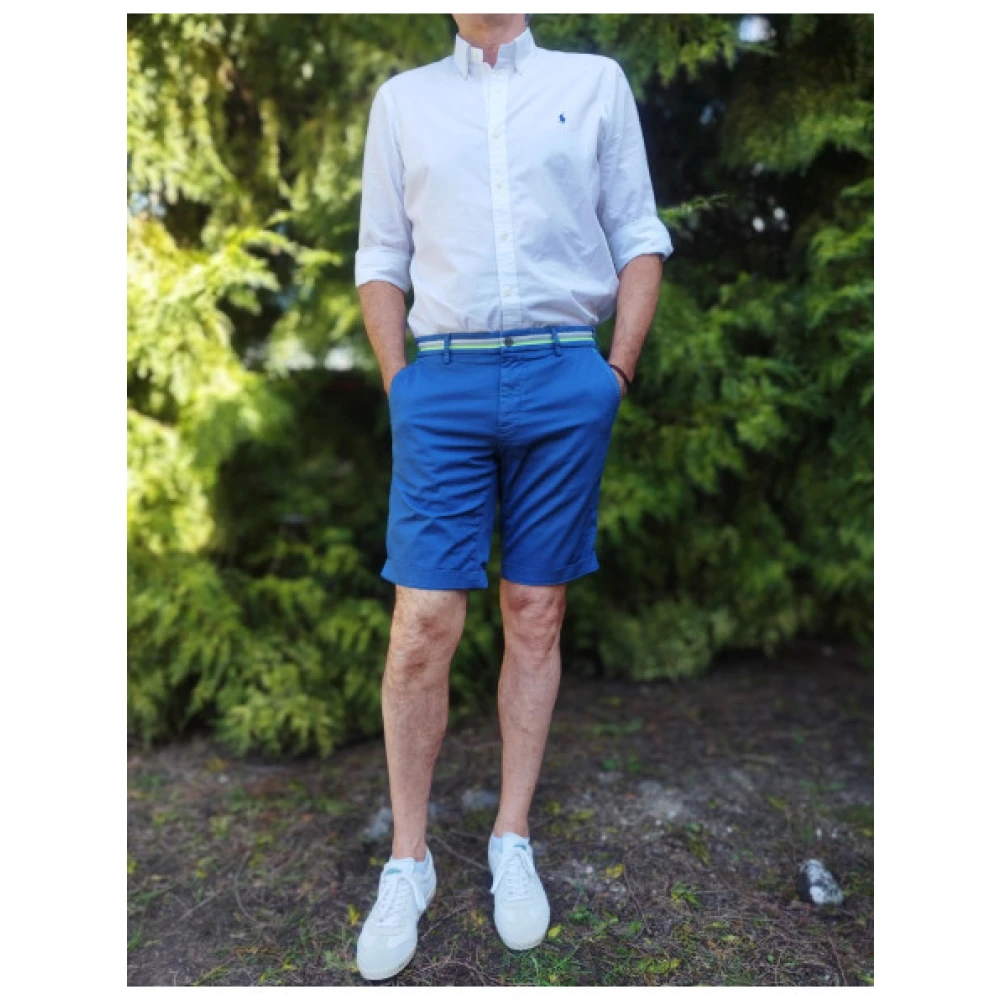 Mason's Stretch Chino Bermuda Shorts Blue Heren