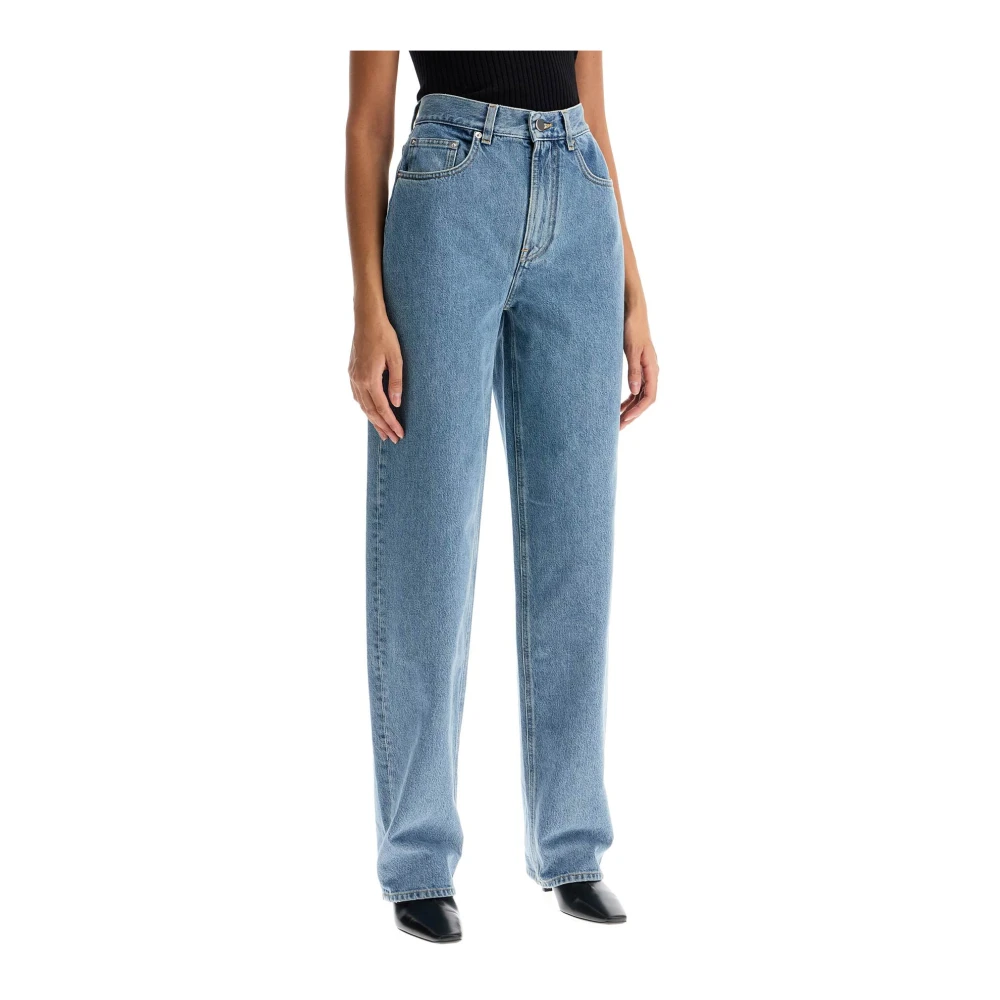 Loulou Studio Katoenen Samur Jeans Rechte Pijp Blue Dames