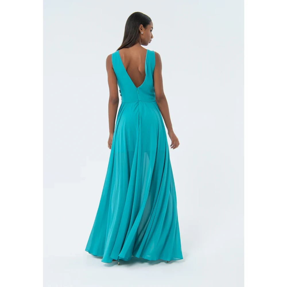 Fracomina Turquoise Jurk Collectie Blue Dames